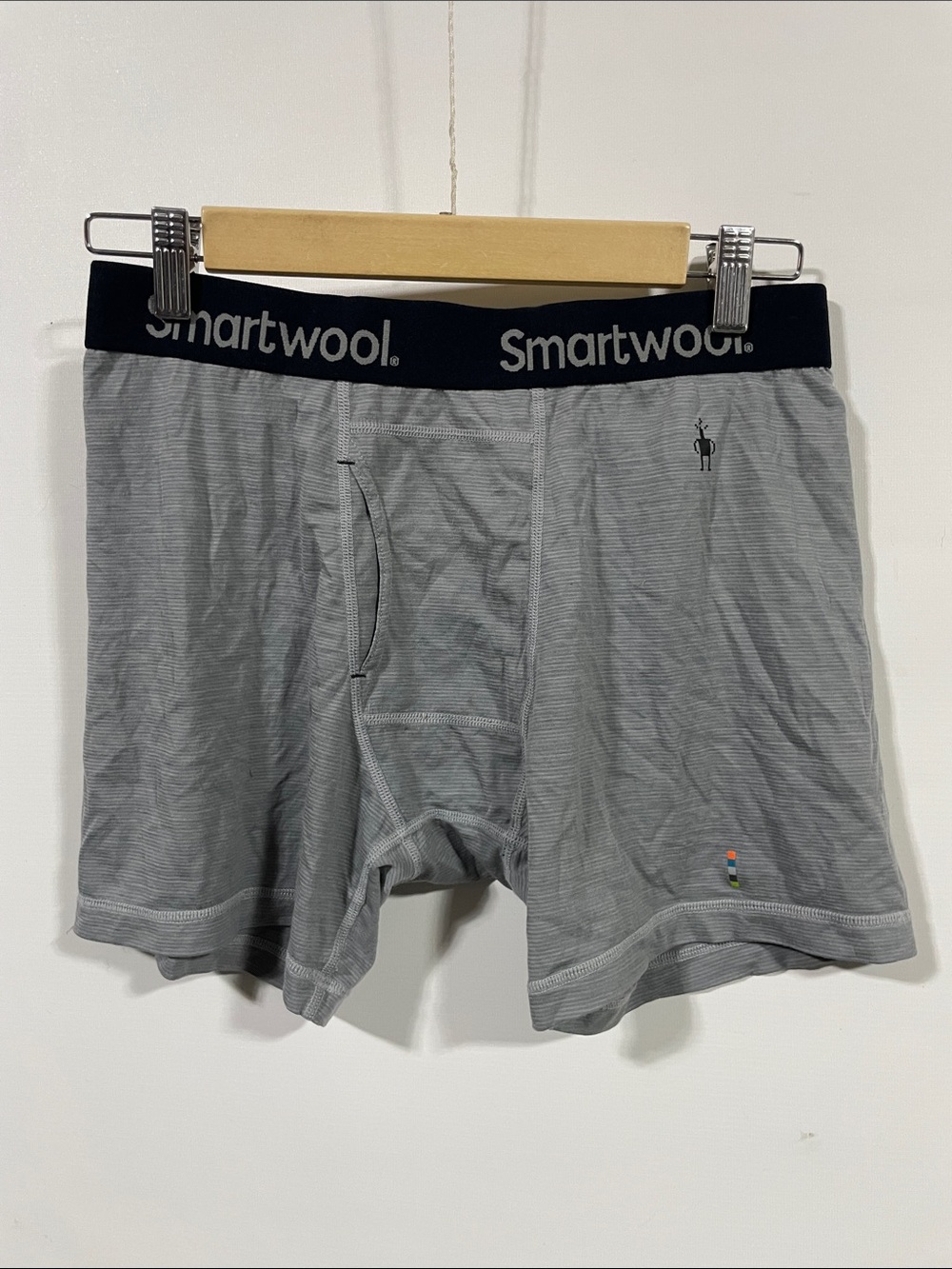Smartwool Men’s Light Gray Boxer Briefs with Black Waistband